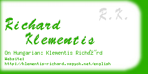 richard klementis business card